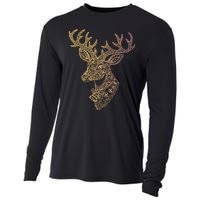 Reindeer Abstract Art Holiday Cooling Performance Long Sleeve Crew