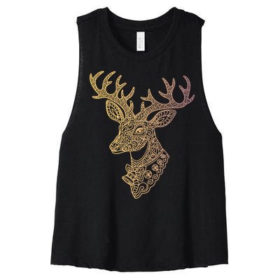 Reindeer Abstract Art Holiday Women's Racerback Cropped Tank