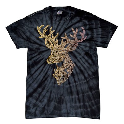 Reindeer Abstract Art Holiday Tie-Dye T-Shirt