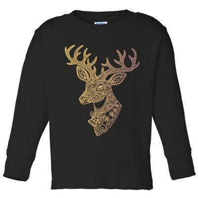 Reindeer Abstract Art Holiday Toddler Long Sleeve Shirt