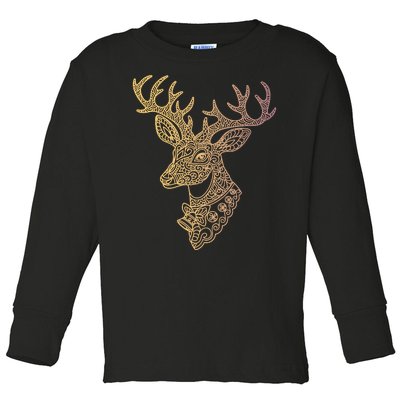 Reindeer Abstract Art Holiday Toddler Long Sleeve Shirt