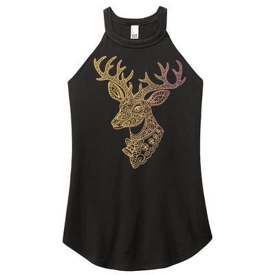 Reindeer Abstract Art Holiday Women’s Perfect Tri Rocker Tank