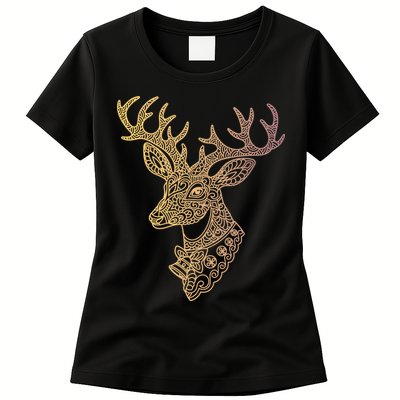 Reindeer Abstract Art Holiday Womens T-Shirt