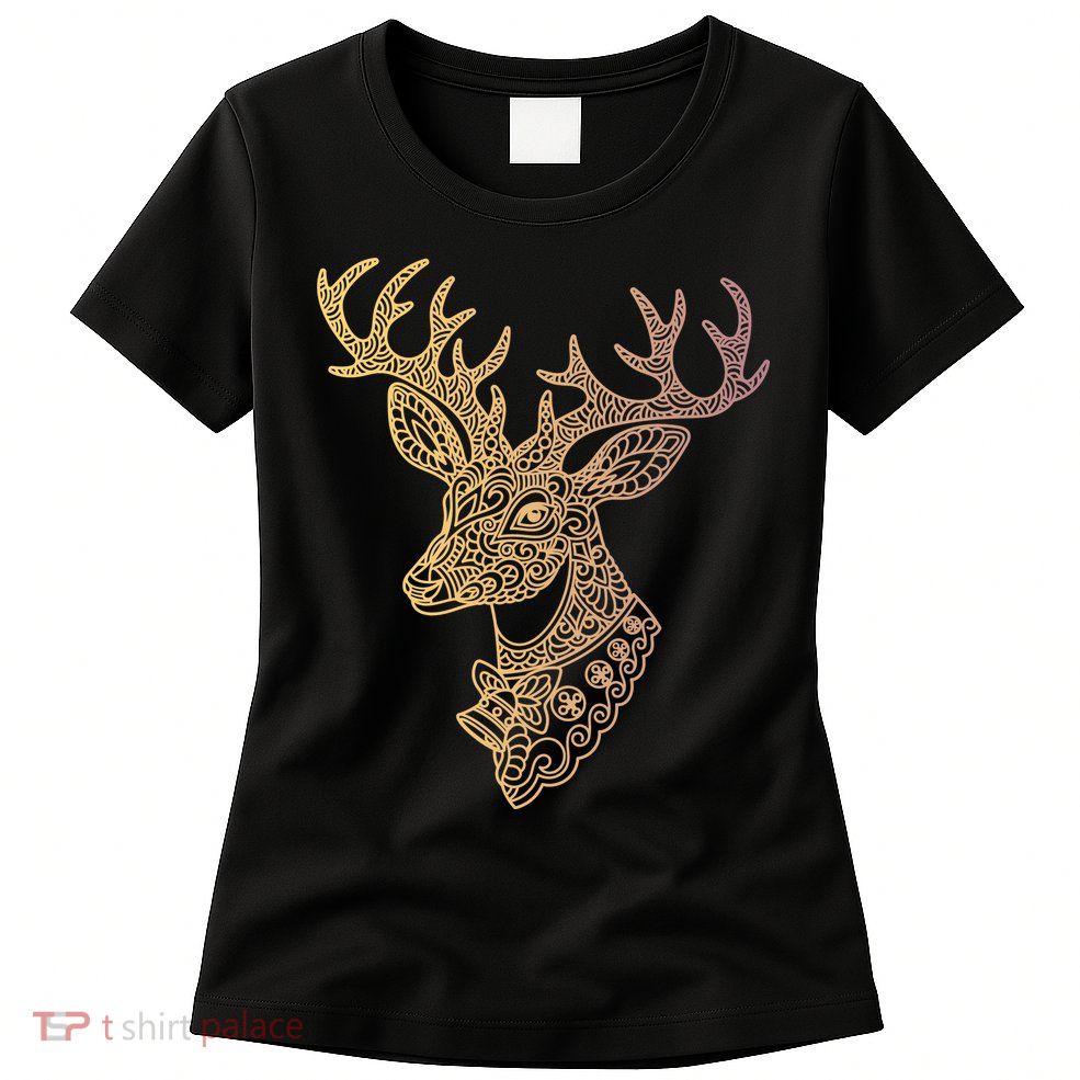 Reindeer Abstract Art Holiday Womens T-Shirt