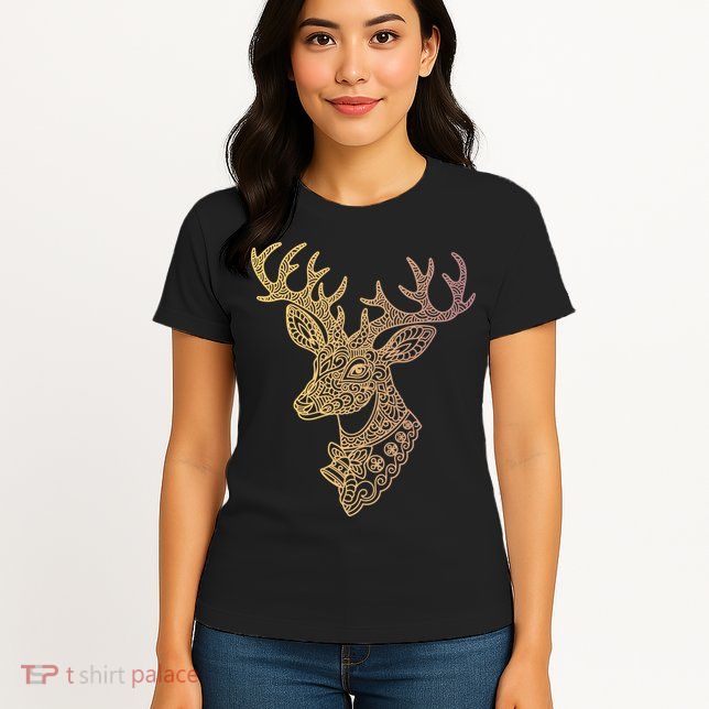 Reindeer Abstract Art Holiday Womens T-Shirt