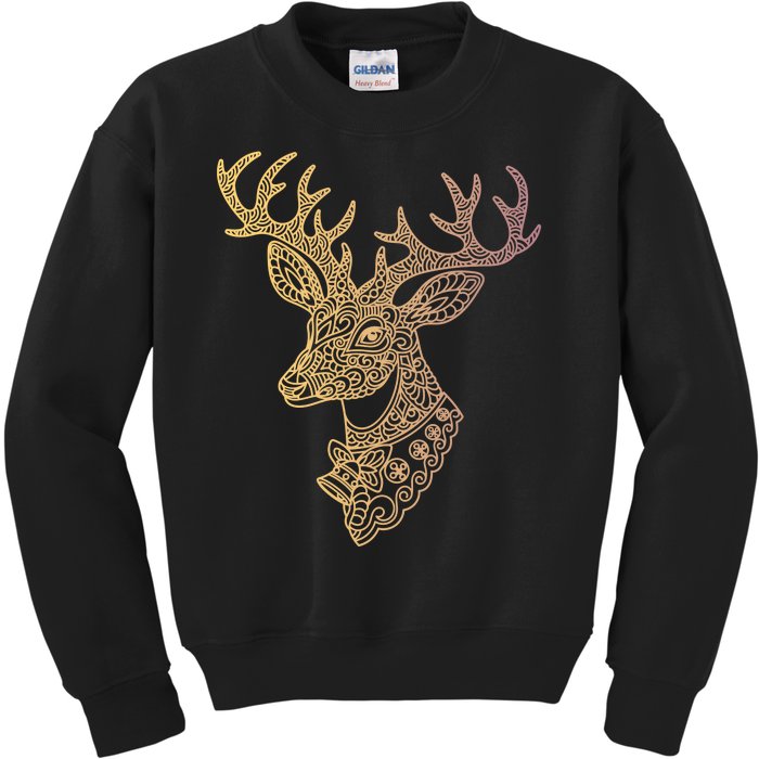 Reindeer Abstract Art Holiday Kids Sweatshirt