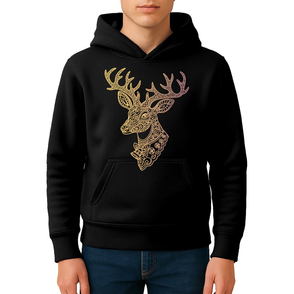 Reindeer Abstract Art Holiday Kids Hoodie