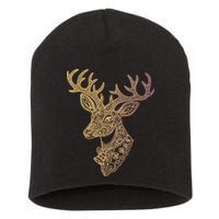 Reindeer Abstract Art Holiday Short Acrylic Beanie