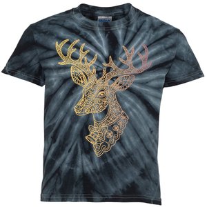 Reindeer Abstract Art Holiday Kids Tie-Dye T-Shirt