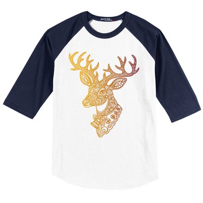 Reindeer Abstract Art Holiday Baseball Sleeve Shirt