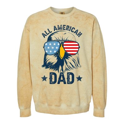 Retro All American Dad 4th Of July Daddy Eagle Usa Colorblast Crewneck Sweatshirt