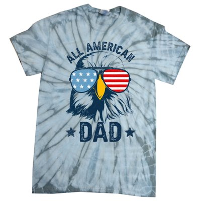 Retro All American Dad 4th Of July Daddy Eagle Usa Tie-Dye T-Shirt