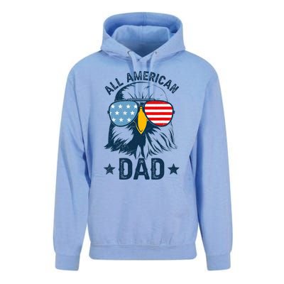 Retro All American Dad 4th Of July Daddy Eagle Usa Unisex Surf Hoodie