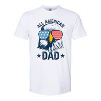 Retro All American Dad 4th Of July Daddy Eagle Usa Softstyle CVC T-Shirt