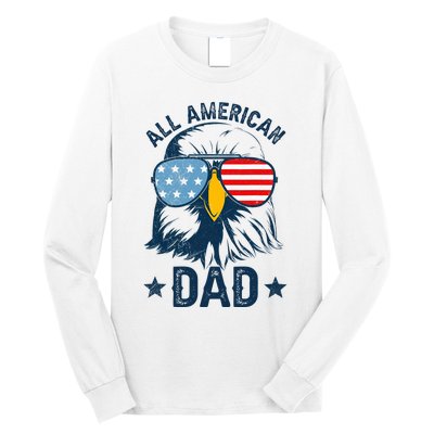 Retro All American Dad 4th Of July Daddy Eagle Usa Long Sleeve Shirt