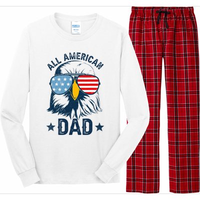 Retro All American Dad 4th Of July Daddy Eagle Usa Long Sleeve Pajama Set