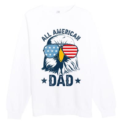 Retro All American Dad 4th Of July Daddy Eagle Usa Premium Crewneck Sweatshirt