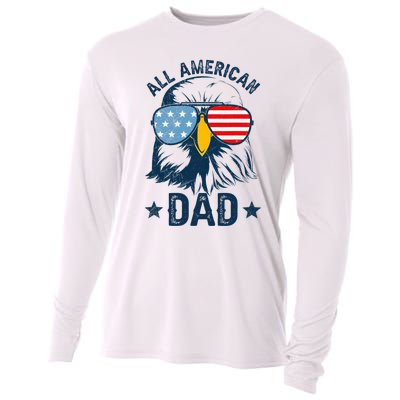 Retro All American Dad 4th Of July Daddy Eagle Usa Cooling Performance Long Sleeve Crew