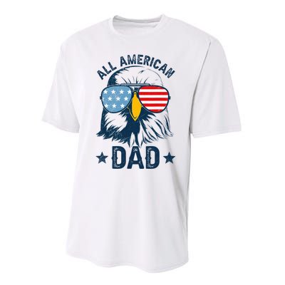 Retro All American Dad 4th Of July Daddy Eagle Usa Performance Sprint T-Shirt