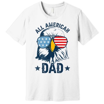 Retro All American Dad 4th Of July Daddy Eagle Usa Premium T-Shirt