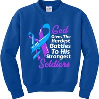 Rheumatoid Arthritis Awareness Ribbon God Strongest Soldiers Funny Gift Kids Sweatshirt