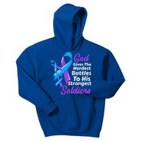 Rheumatoid Arthritis Awareness Ribbon God Strongest Soldiers Funny Gift Kids Hoodie