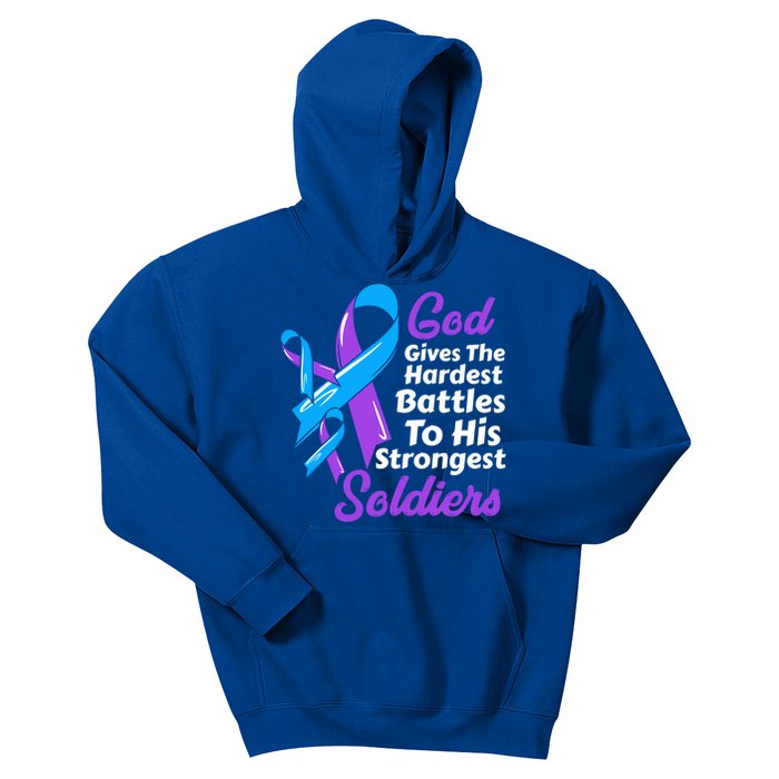 Rheumatoid Arthritis Awareness Ribbon God Strongest Soldiers Funny Gift Kids Hoodie