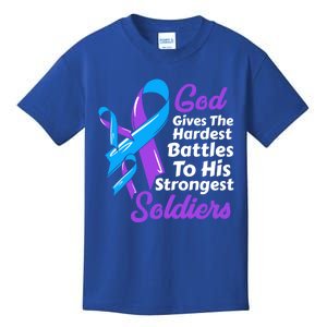 Rheumatoid Arthritis Awareness Ribbon God Strongest Soldiers Funny Gift Kids T-Shirt