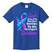 Rheumatoid Arthritis Awareness Ribbon God Strongest Soldiers Funny Gift Kids T-Shirt