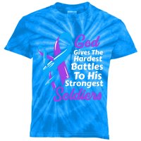 Rheumatoid Arthritis Awareness Ribbon God Strongest Soldiers Funny Gift Kids Tie-Dye T-Shirt