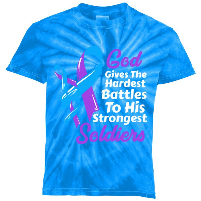 Rheumatoid Arthritis Awareness Ribbon God Strongest Soldiers Funny Gift Kids Tie-Dye T-Shirt