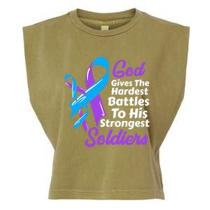 Rheumatoid Arthritis Awareness Ribbon God Strongest Soldiers Funny Gift Garment-Dyed Women's Muscle Tee