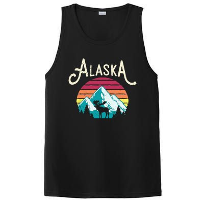 Retro Alaska AK Juneau Mountains Wildlife Moose PosiCharge Competitor Tank