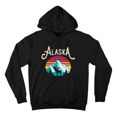 Retro Alaska AK Juneau Mountains Wildlife Moose Tall Hoodie