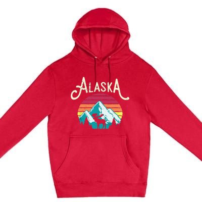 Retro Alaska AK Juneau Mountains Wildlife Moose Premium Pullover Hoodie