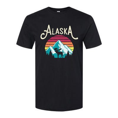 Retro Alaska AK Juneau Mountains Wildlife Moose Softstyle® CVC T-Shirt