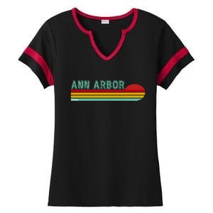 Retro Ann Arbor Michigan Ladies Halftime Notch Neck Tee