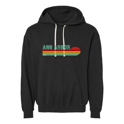 Retro Ann Arbor Michigan Garment-Dyed Fleece Hoodie