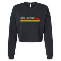 Retro Ann Arbor Michigan Cropped Pullover Crew