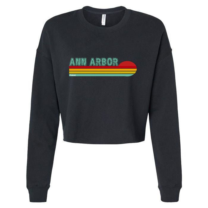 Retro Ann Arbor Michigan Cropped Pullover Crew
