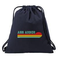Retro Ann Arbor Michigan Drawstring Bag