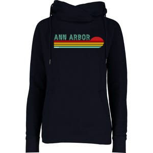 Retro Ann Arbor Michigan Womens Funnel Neck Pullover Hood