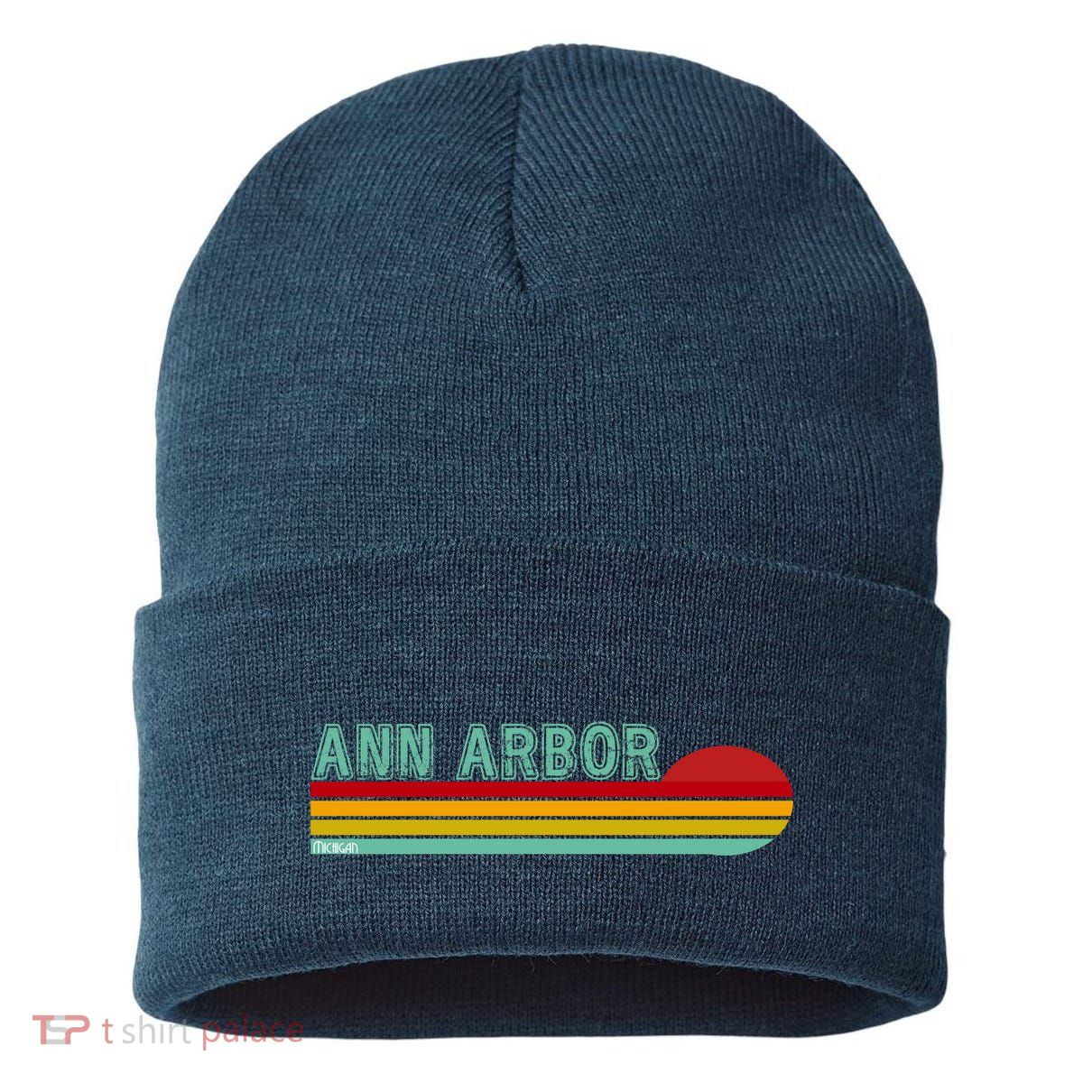 Retro Ann Arbor Michigan Sustainable Knit Beanie