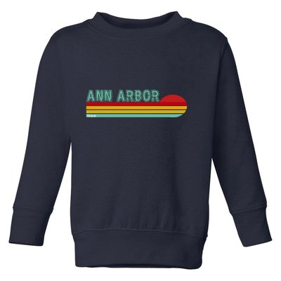 Retro Ann Arbor Michigan Toddler Sweatshirt