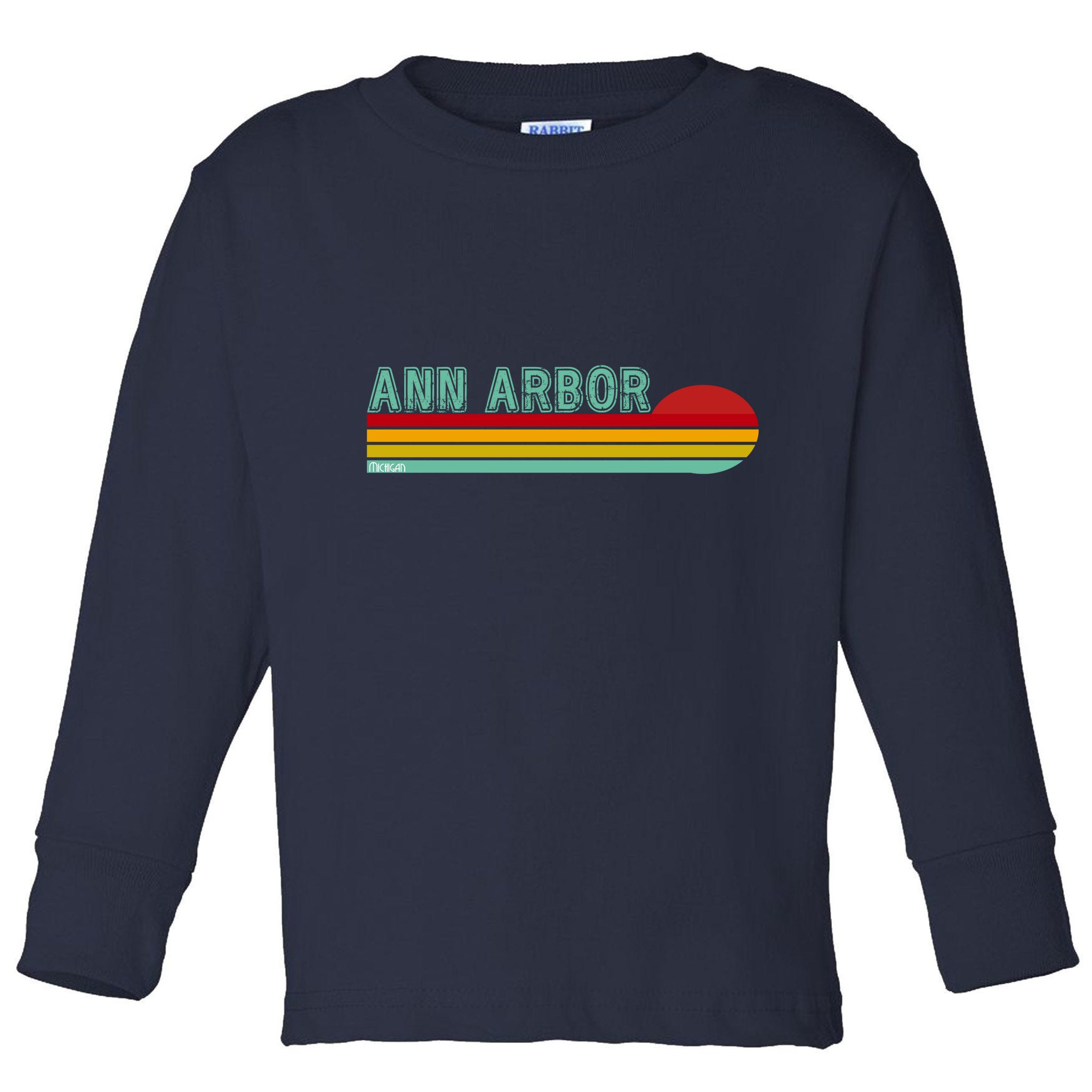 Retro Ann Arbor Michigan Toddler Long Sleeve Shirt