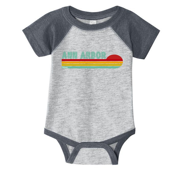 Retro Ann Arbor Michigan Infant Baby Jersey Bodysuit