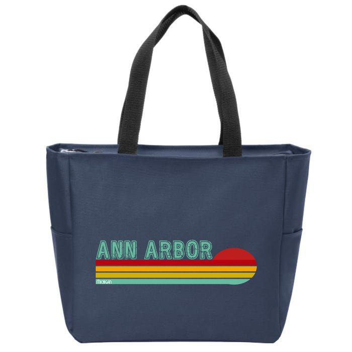 Retro Ann Arbor Michigan Zip Tote Bag