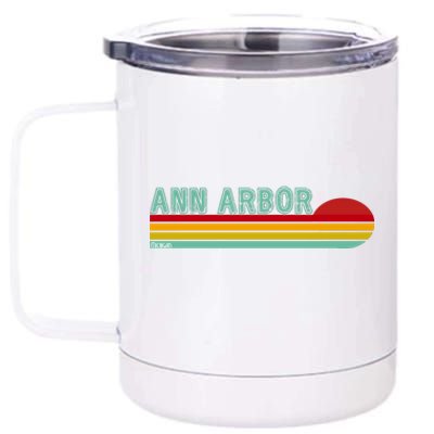 Retro Ann Arbor Michigan 12 oz Stainless Steel Tumbler Cup