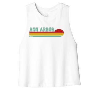 Retro Ann Arbor Michigan Women's Racerback Cropped Tank