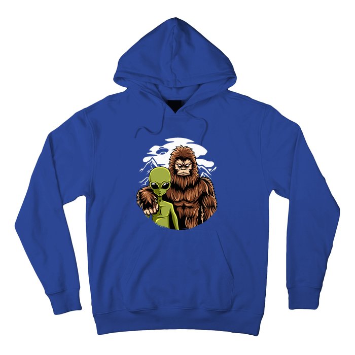 Retro Alien And Bigfoot Sasquatch UFO Believer Hoodie